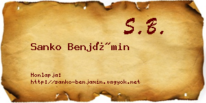 Sanko Benjámin névjegykártya